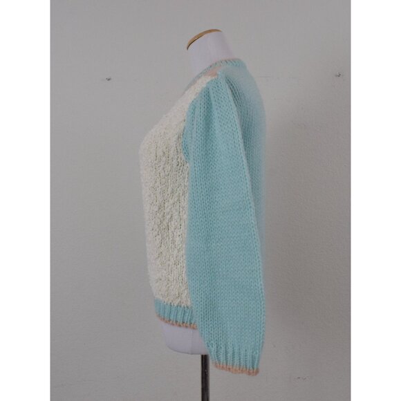 Vintage 90s Hand-Knit Pullover Acrylic Sweater size L - Picture 2 of 10